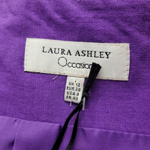 Laura Ashley Vintage Linen Skirt Midi Pencil Back Pleated Paneled Stretch SZ 8 - Picture 6 of 8